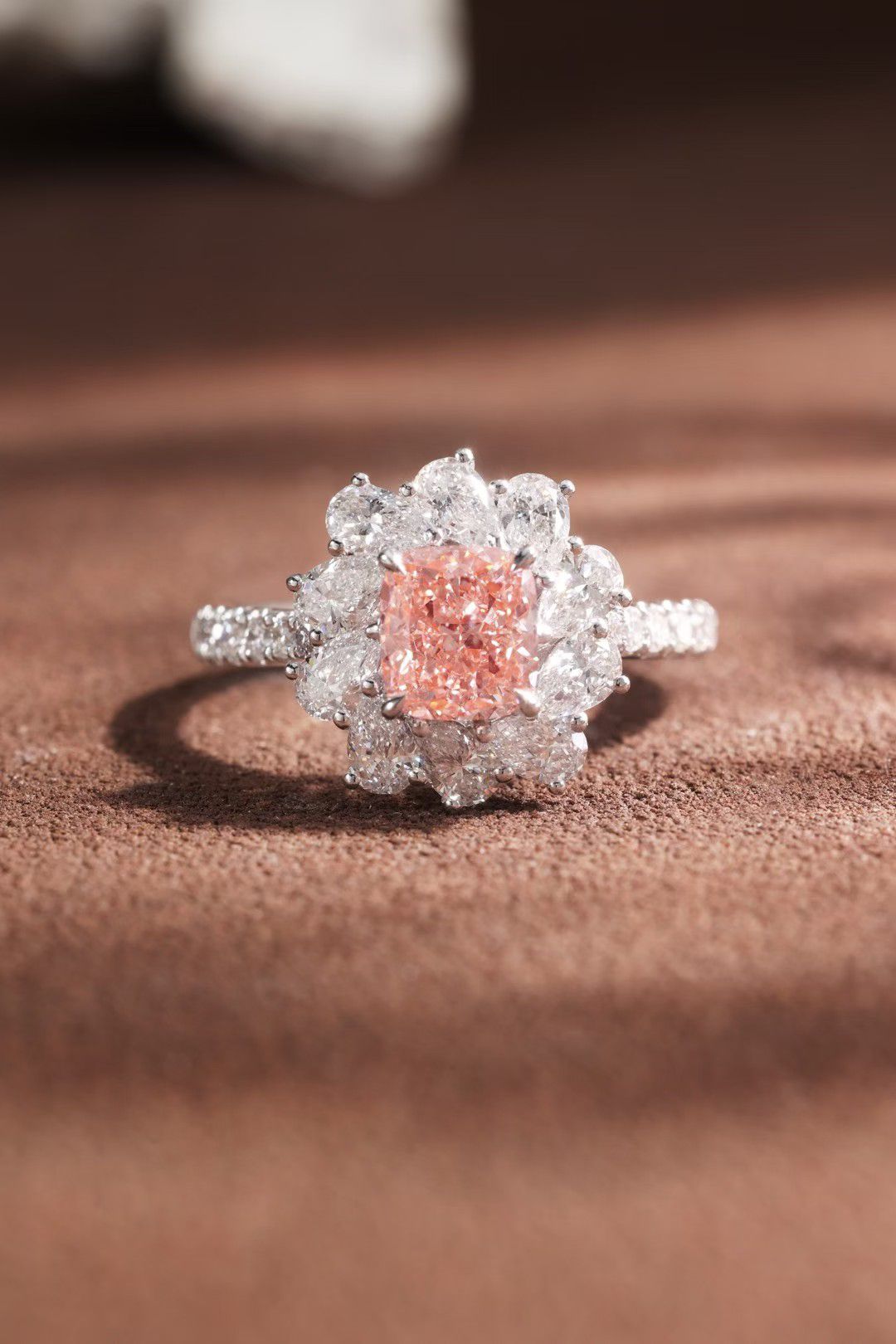 Floral Halo Pink Lab-Grown Diamond Engagement Ring