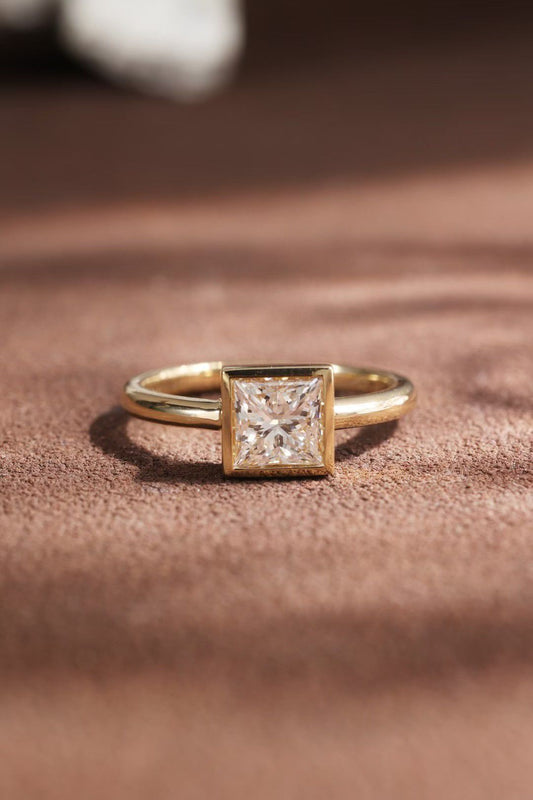 Bezel-Set Princess Cut Diamond Solitaire Ring
